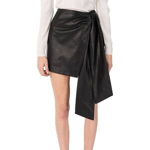 Lamarque Iva Leather Draped Skirt - Black